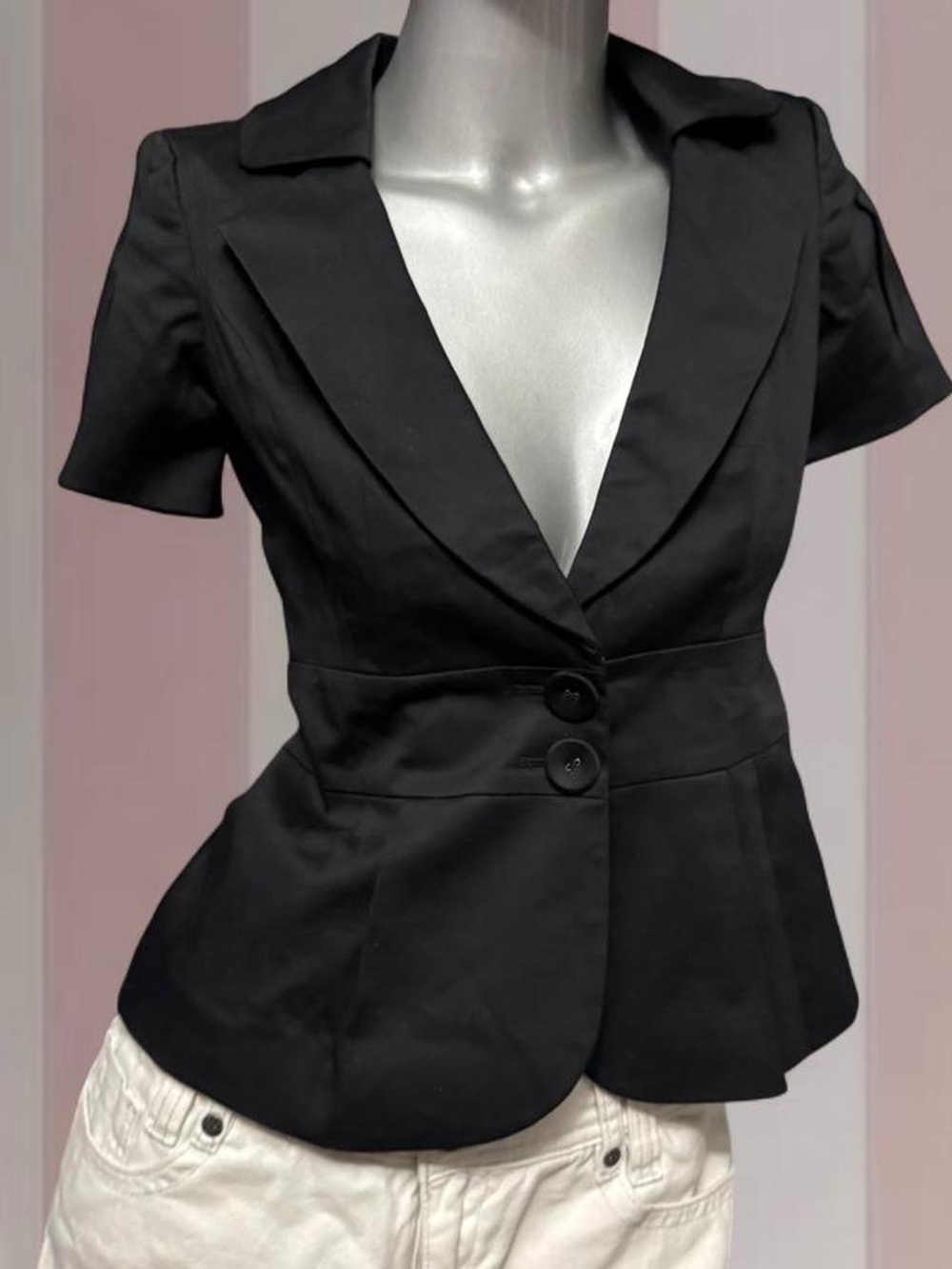 Y2K Office Siren Cinch Waist Short-Sleeve Blazer